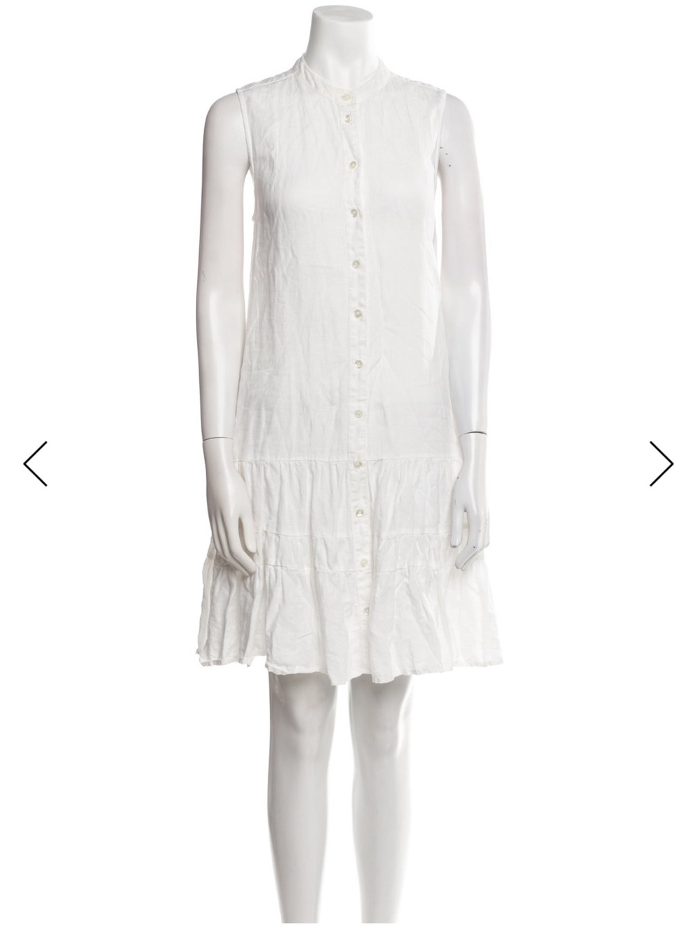 Joie White Sleeveless Linen Button-Front Mini Dress